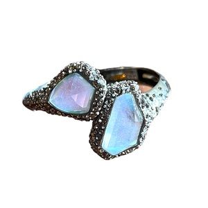 NWT- Alexis Bittar Silver Moonstone Cuff Clamp Bangle